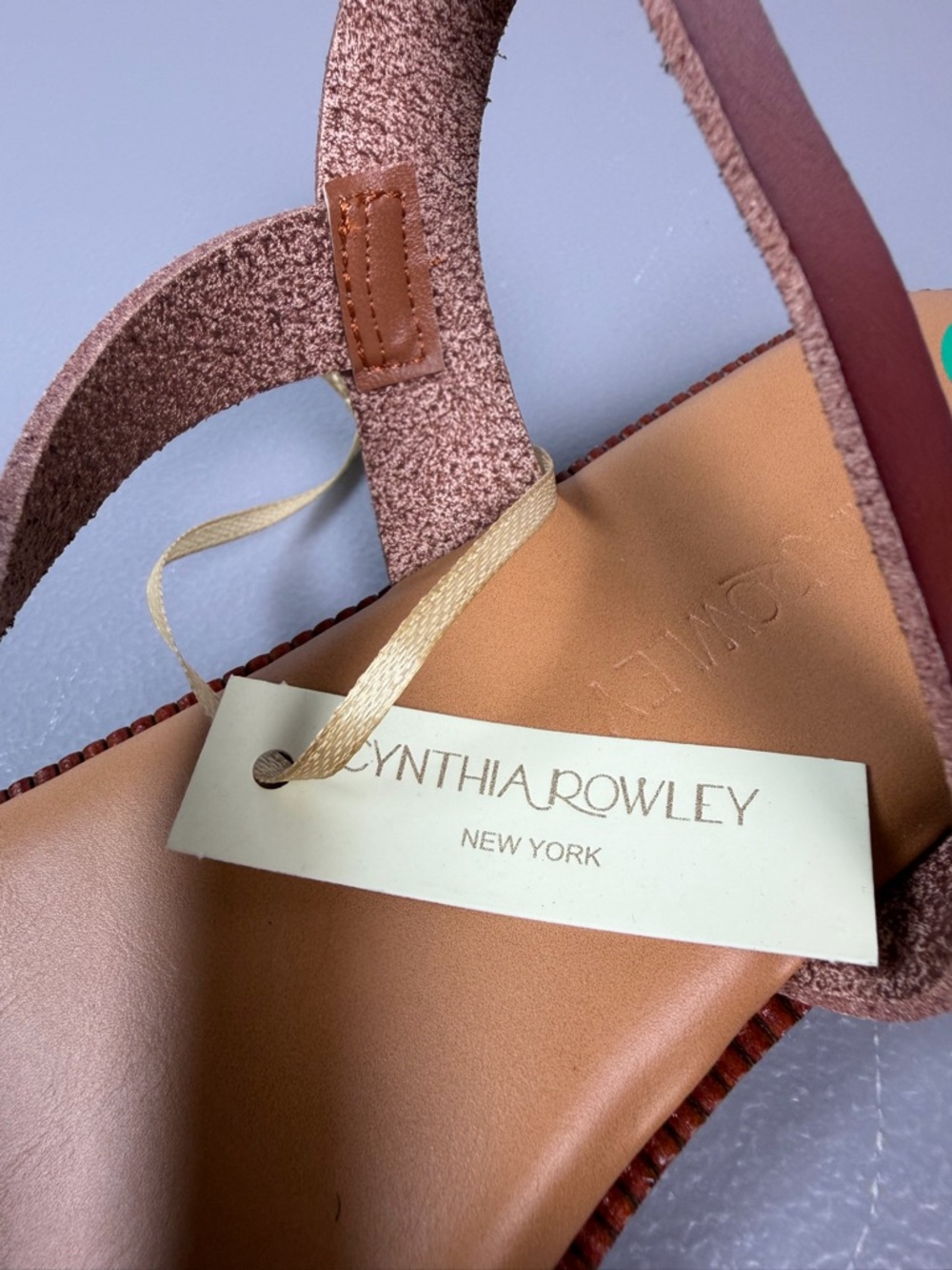 Cynthia Rowley Cognac Brown Leather Slingback Sandals - Picture 9 of 13